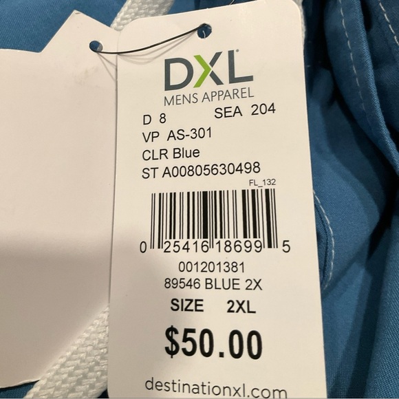 Destination XL DXL Men Swim Trunks Blue 2XL Drawstring Mesh Lining - Picture 10 of 10